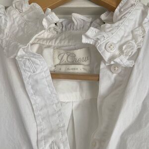 J. Crew Classic White Ruffled Shirt